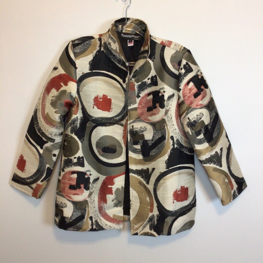 Vintage Painted Pony, Sz S, Abstract art jacket